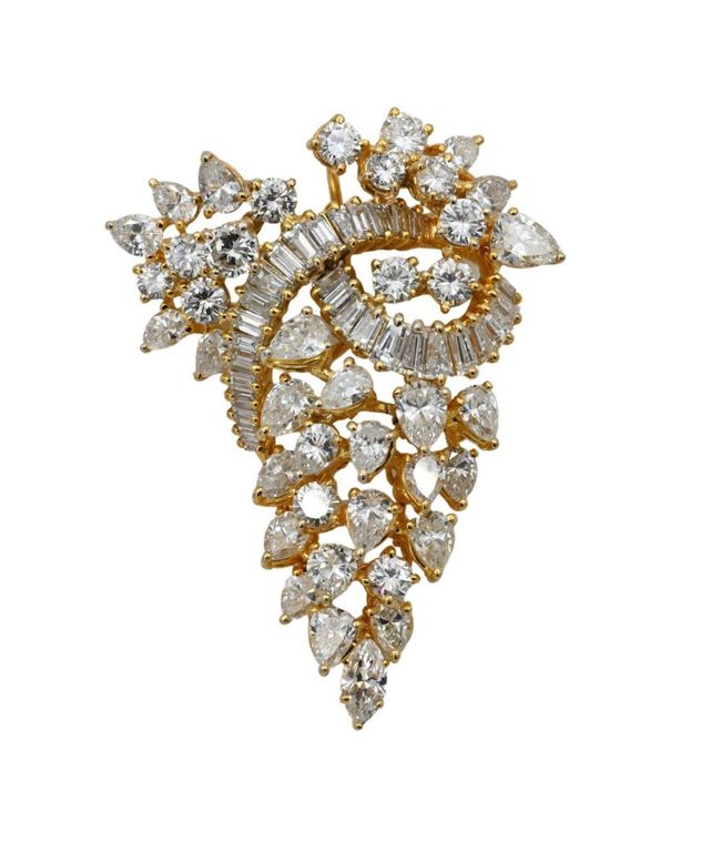 18k yellow gold diamond brooch