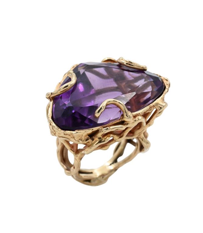 14k yellow gold amethyst ring