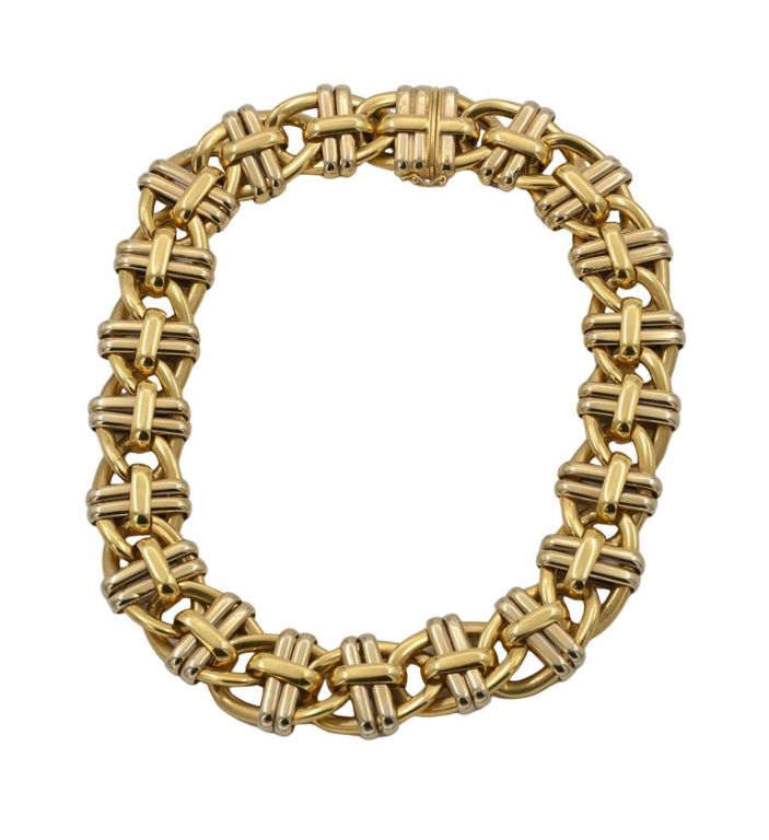 18k yellow gold hollow buckle link necklace