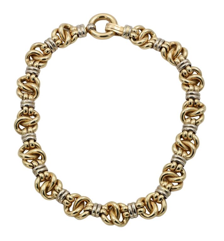 14k yellow gold hollow open loop link necklace