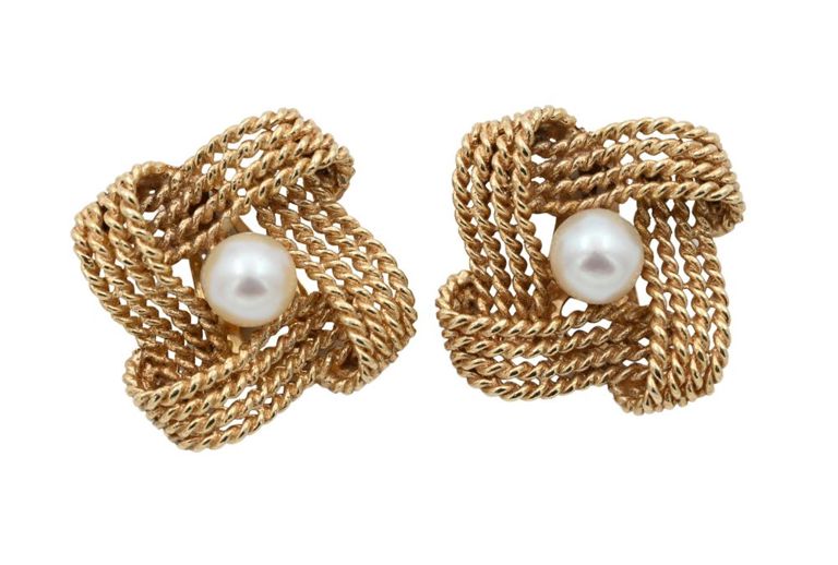 14k yellow gold pearl earrings