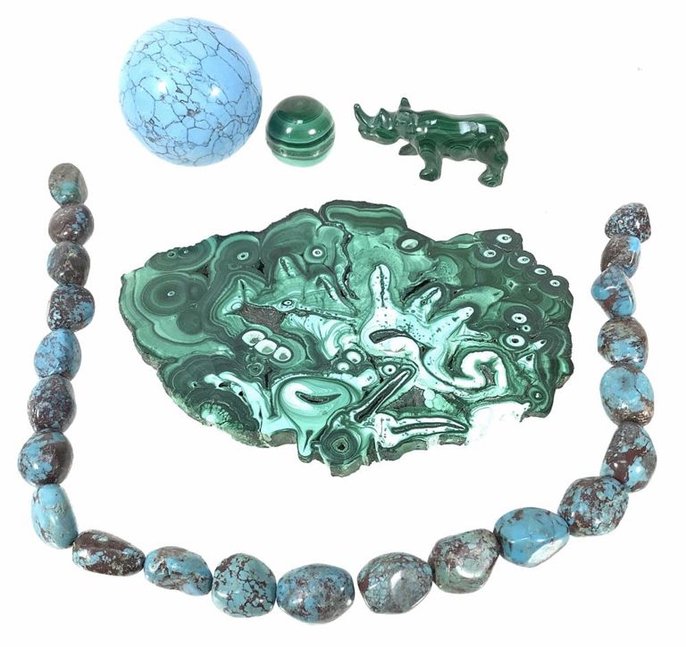 Mineral rock specimen necklace cut slab and sphere