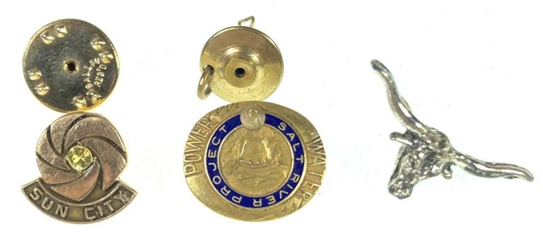 10k and 14k gold pins and sterling silver pin