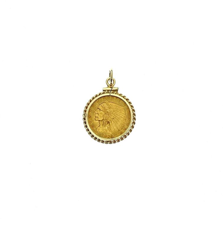 1926 Indian Head gold $2.50 quarter eagle pendant