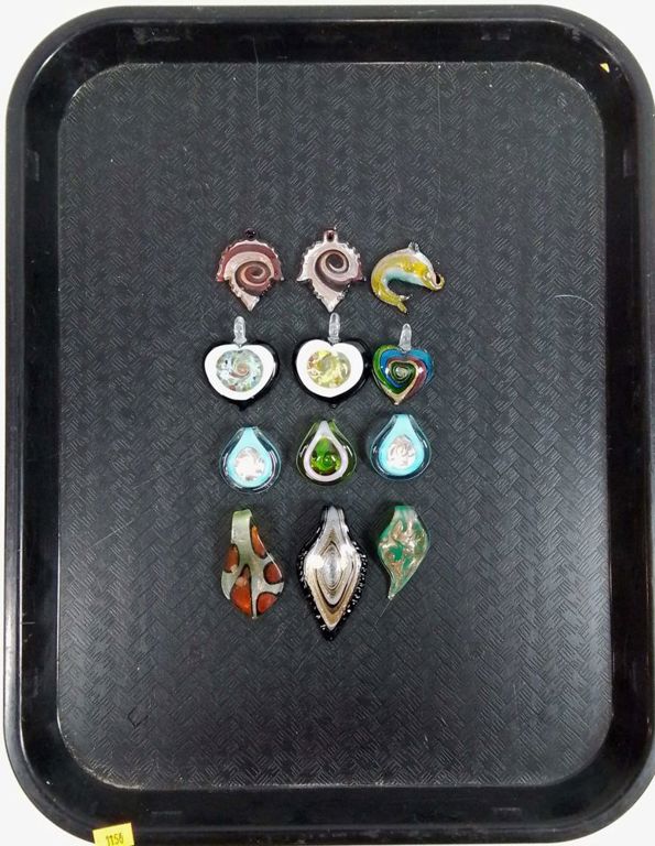 12 Murano glass necklace pendants