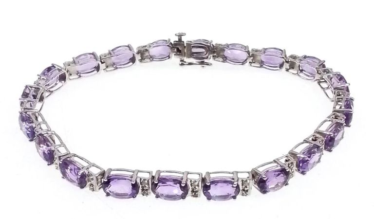 10k white gold amethyst bracelet