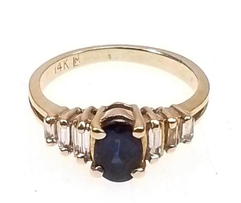 14k yellow gold sapphire diamond ring
