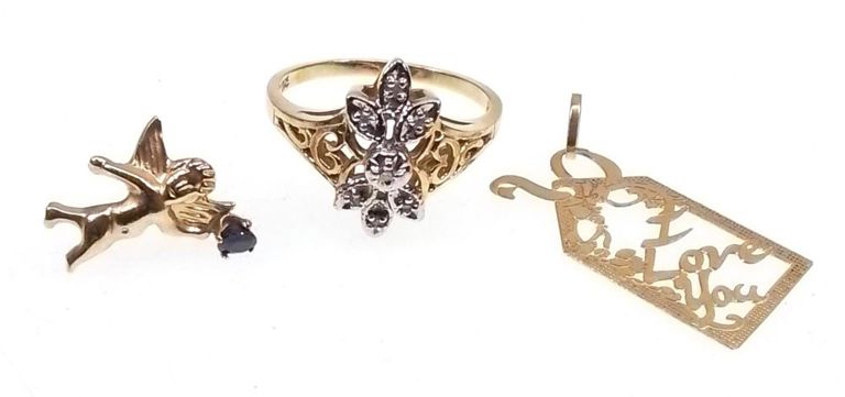 10k yellow gold diamond topaz jewelry set