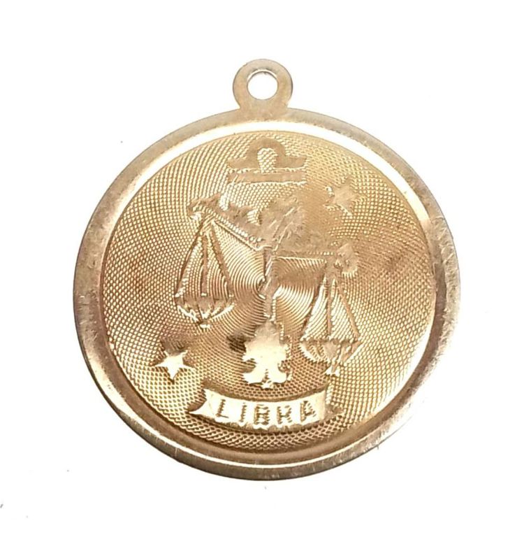 14k yellow gold Libra horoscope charm