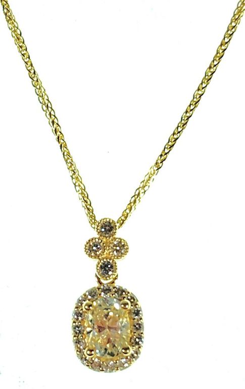 14k yellow gold and diamond pendant necklace