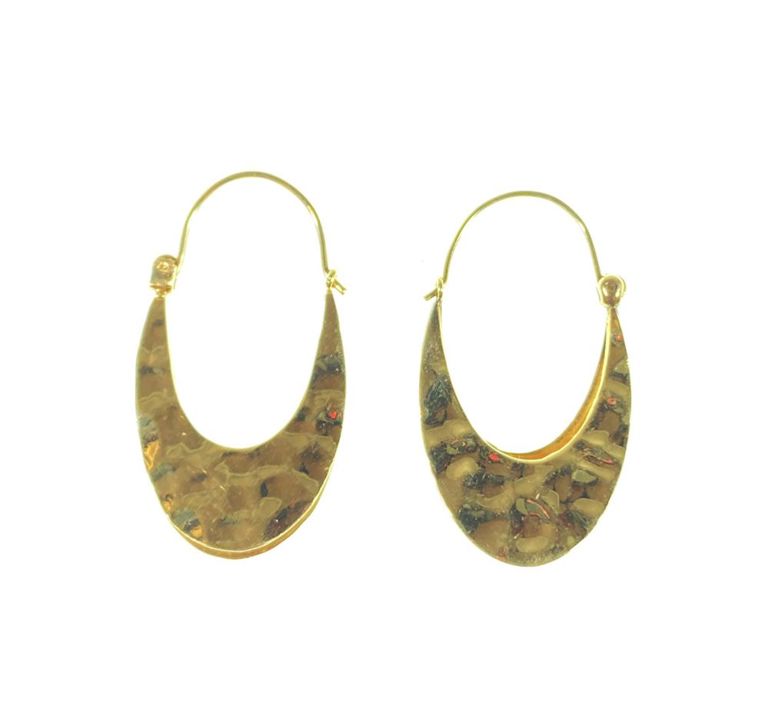 14k yellow gold hammered hoop earrings