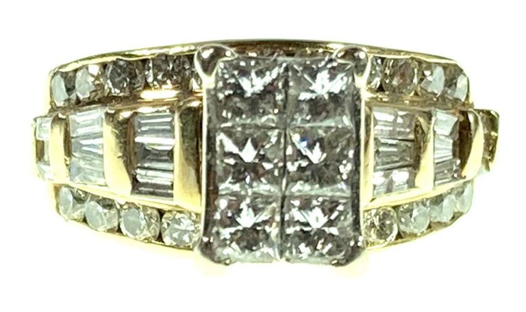 14k yellow gold and diamond engagement ring
