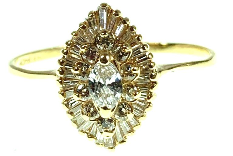 14k yellow gold and diamond ring