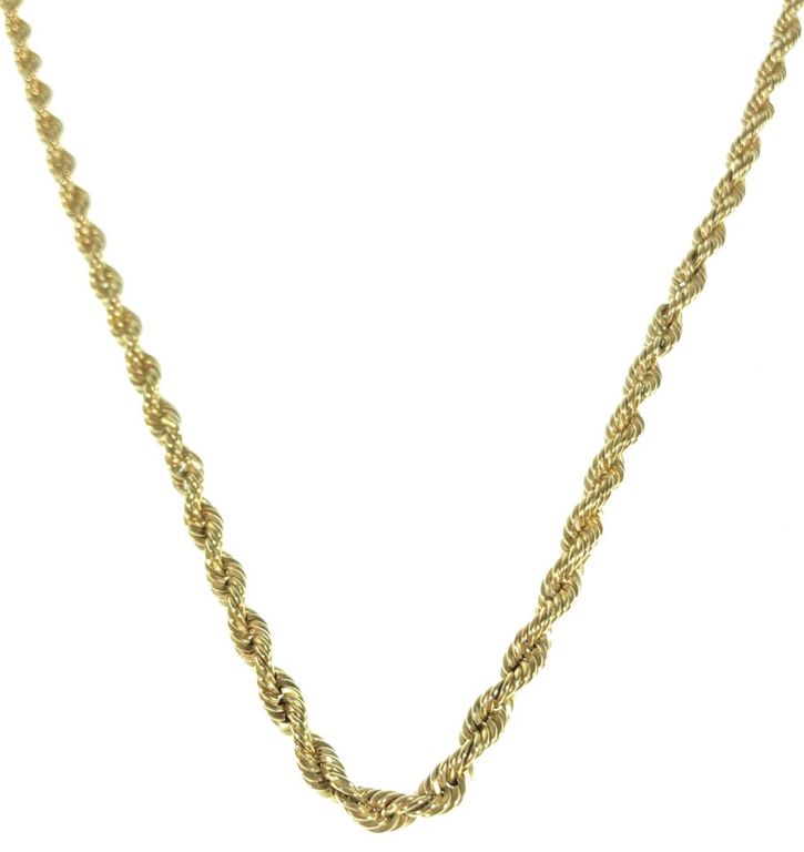 14k yellow gold rope chain link necklace