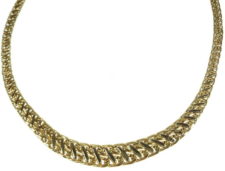 18k yellow and white gold woven bib necklace