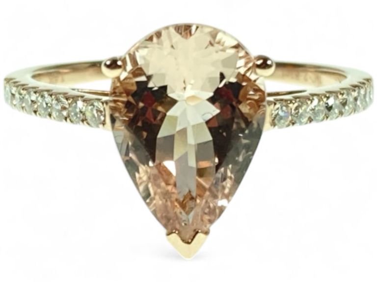14k rose gold, diamond and morganite ring