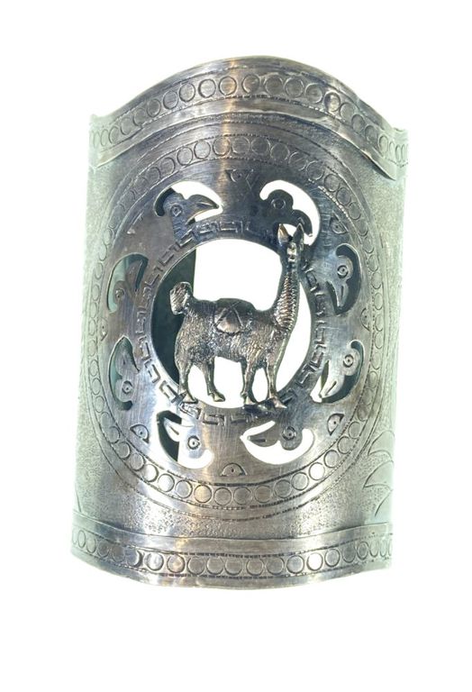 Sterling silver llama pierced cuff bracelet