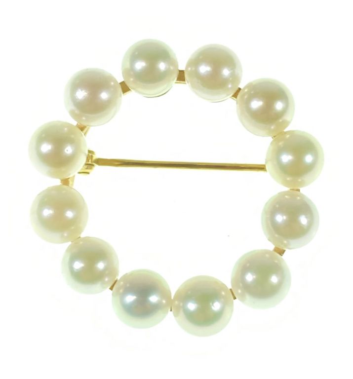 14k yellow gold and pearl pin