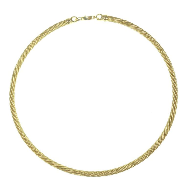 14k yellow gold round cable collar necklace