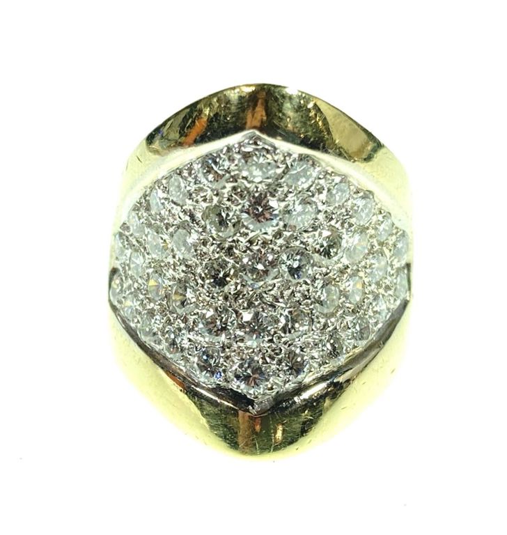 18k yellow and white gold diamond ring