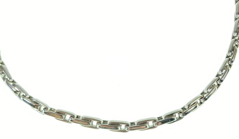 14k white gold oval link necklace