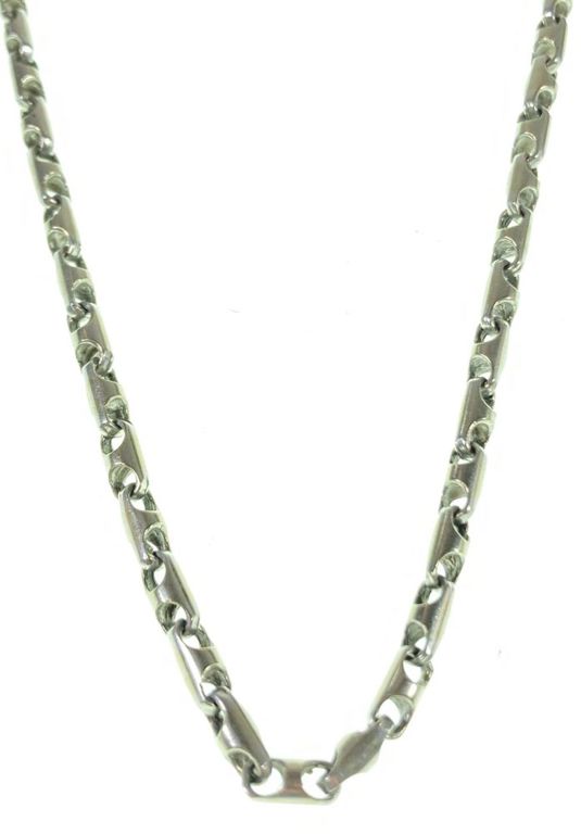 14k white gold anchor link necklace