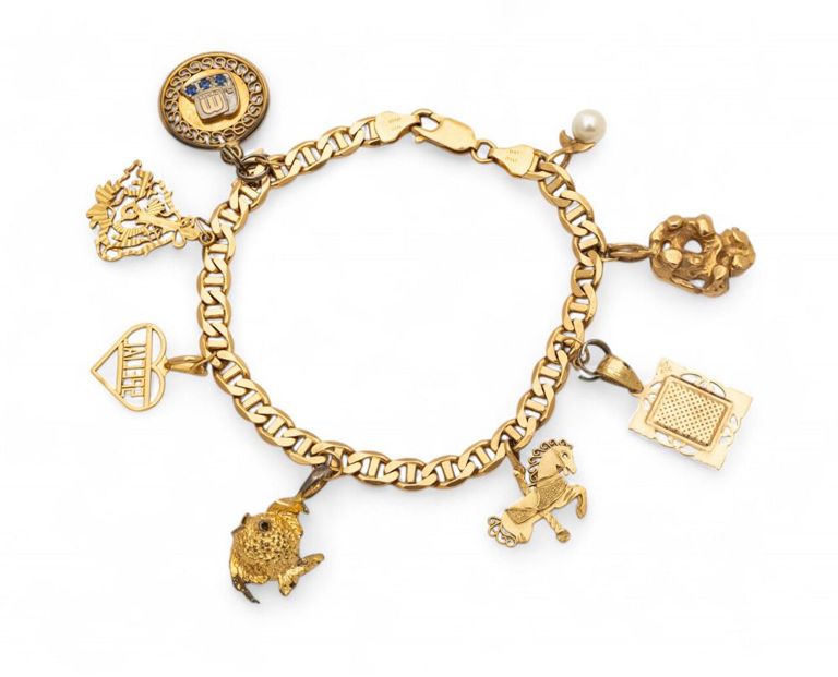 14k yellow gold charm bracelet