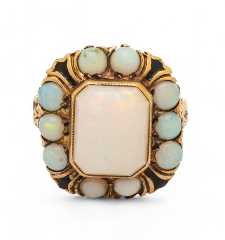 10k yellow gold opal enamel ring