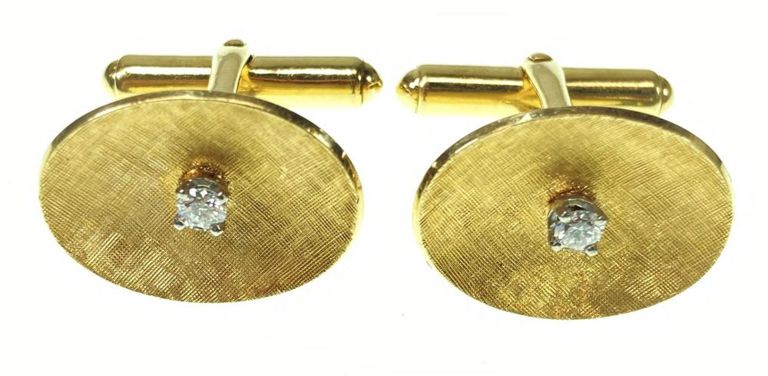 14k yellow gold diamond cufflinks