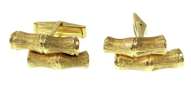 14k yellow gold bamboo cufflinks