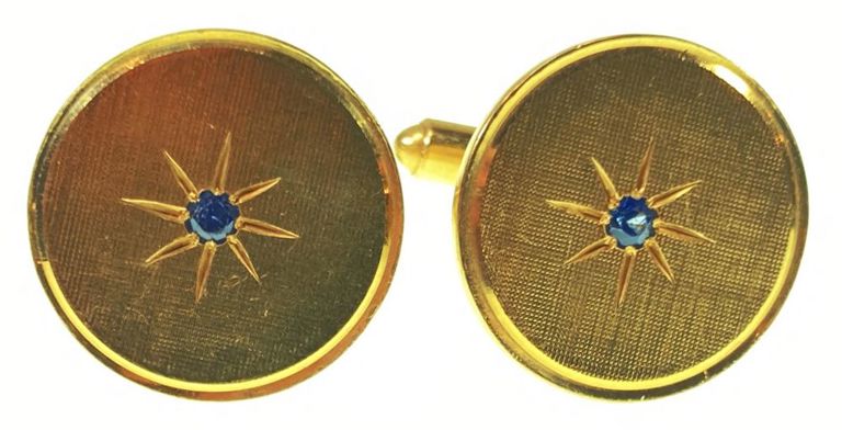 14k yellow gold blue topaz cufflinks