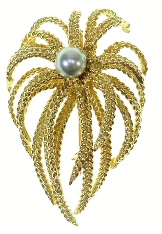 14k yellow gold pearl pin