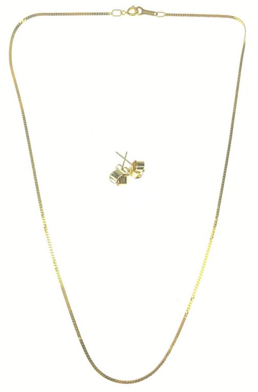 14k yellow gold earrings and necklace