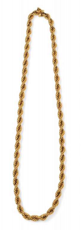 14k yellow gold spiral chain necklace