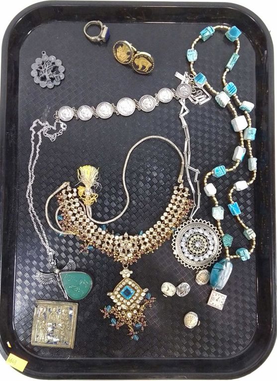 Assorted fashion and coin jewelry lot