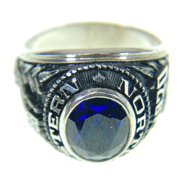 10k white gold blue topaz ring