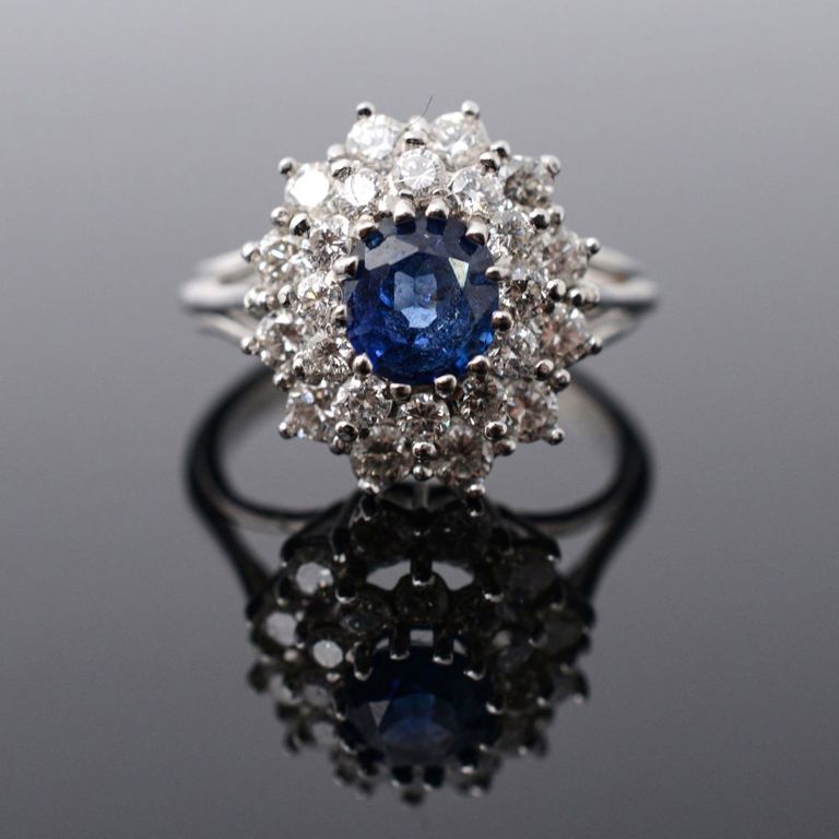 14k gold diamond and sapphire ring