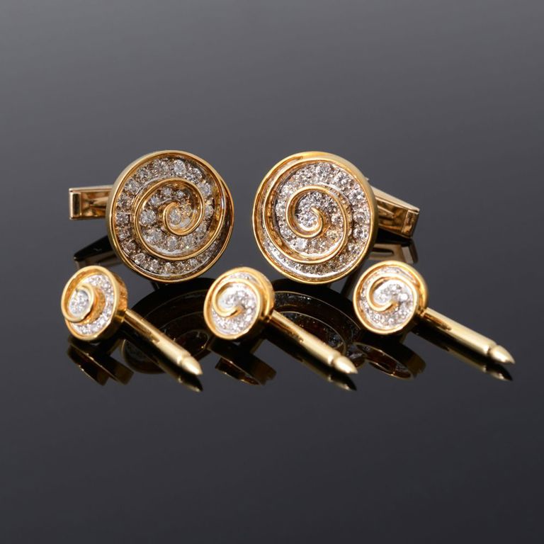 14k gold diamond cufflinks and studs