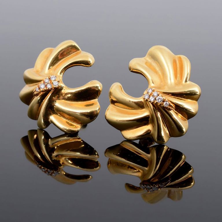 18k gold diamond clip earrings
