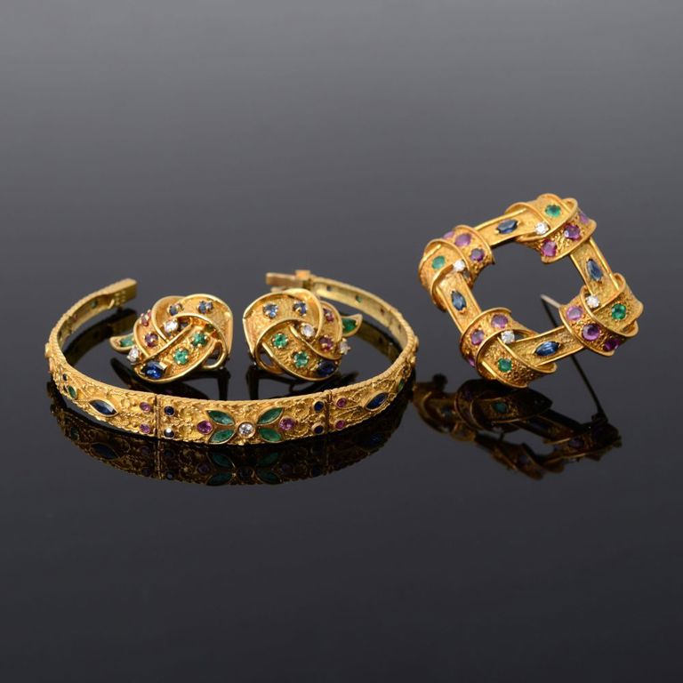 18k gold diamond and gemstone set
