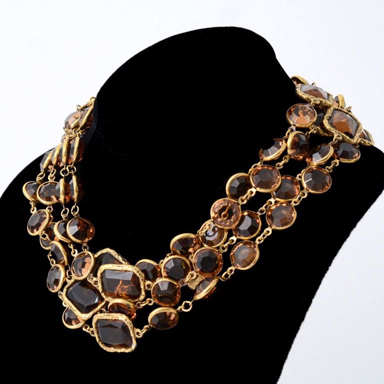 Chanel gold-plated gemstone necklace