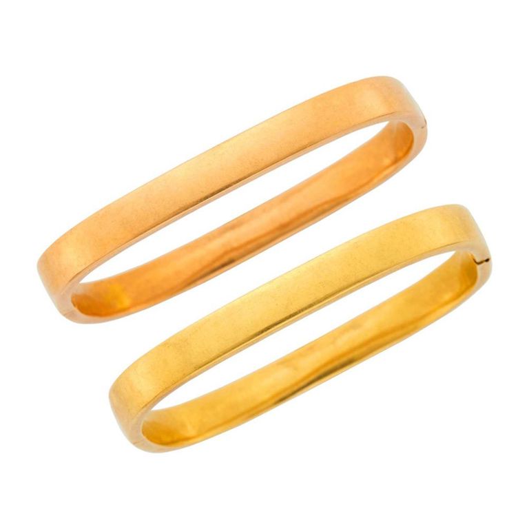 18k yellow and rose gold bangles