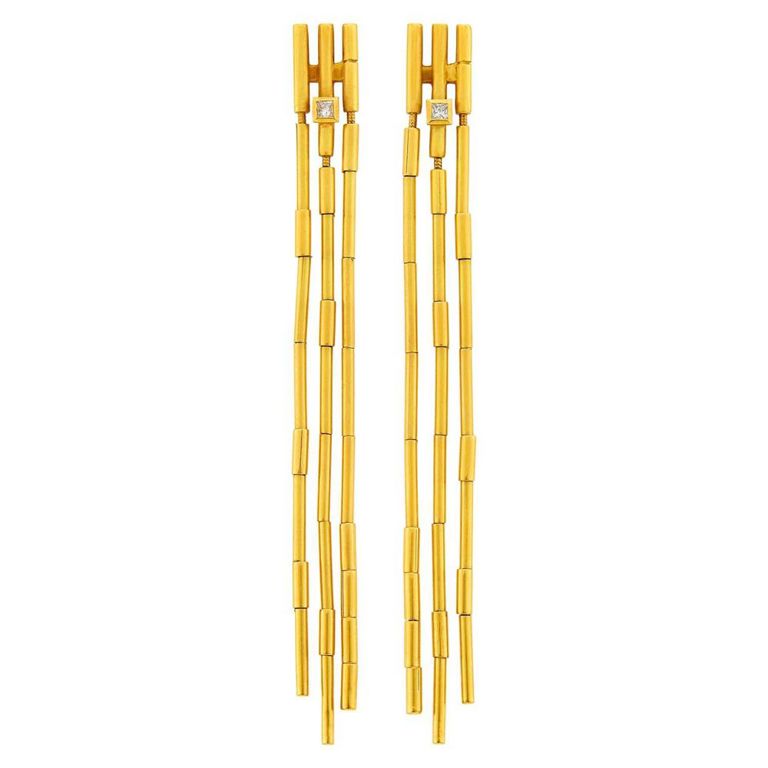 18k gold diamond fringe earrings