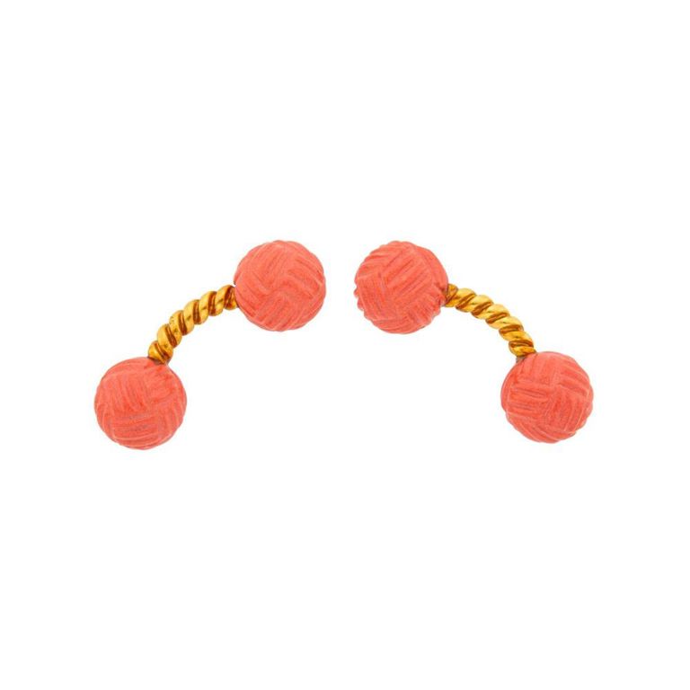 18k gold coral knot cufflinks
