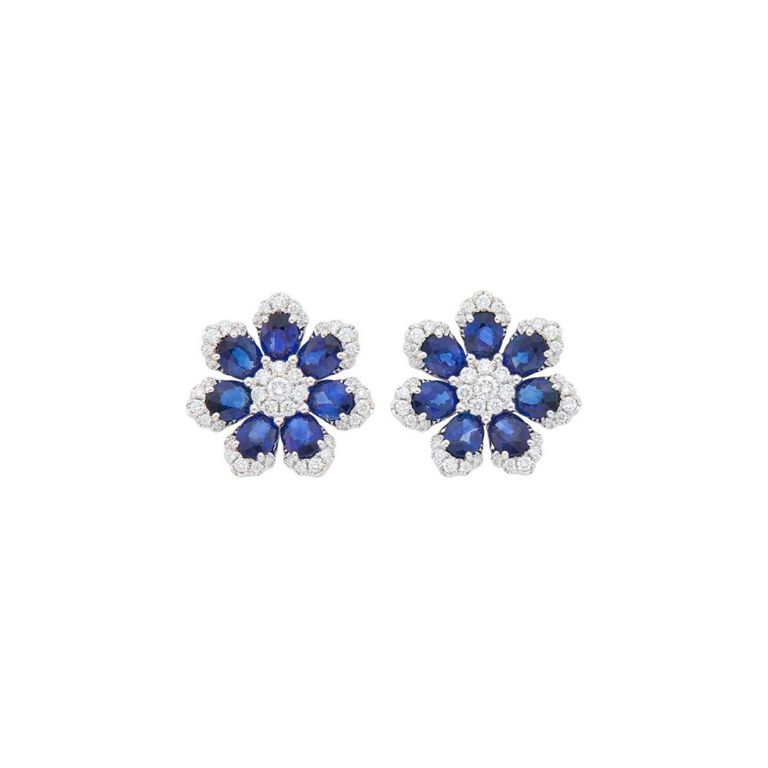 18k white gold sapphire diamond earrings