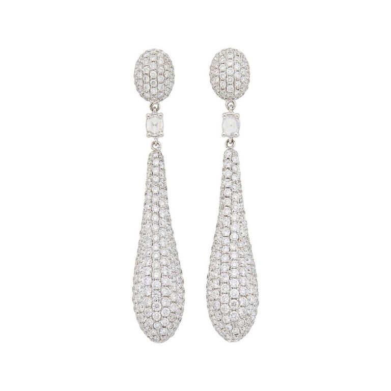 18k white gold diamond pendant earrings