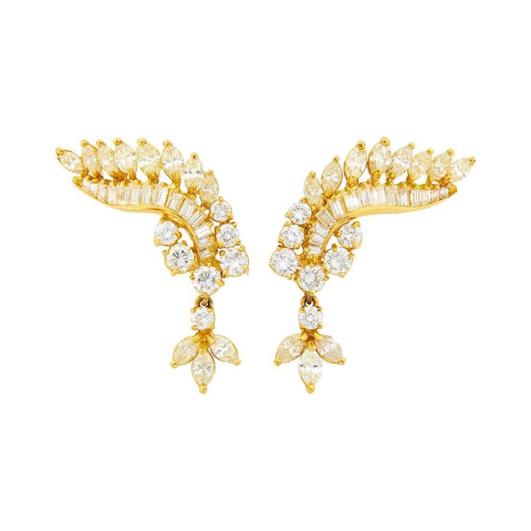 18k gold diamond pendant earrings