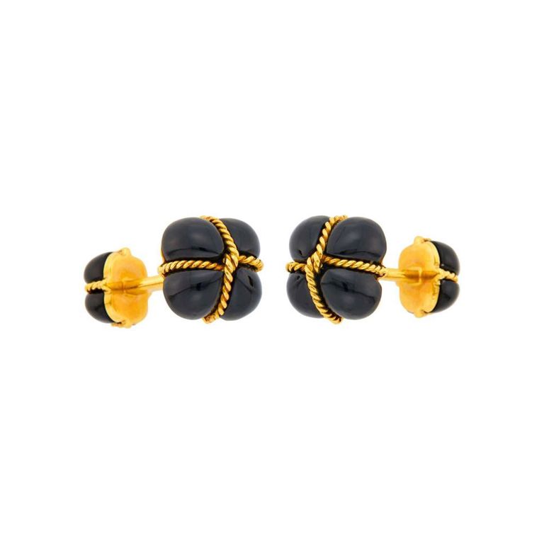 18k gold onyx cufflinks
