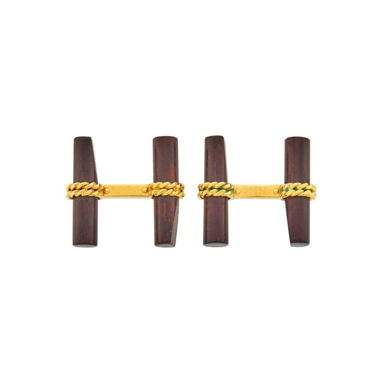 18k gold wood cufflinks