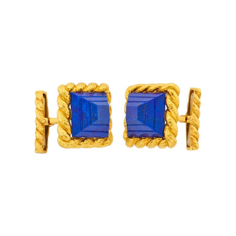 18k gold lapis cufflinks